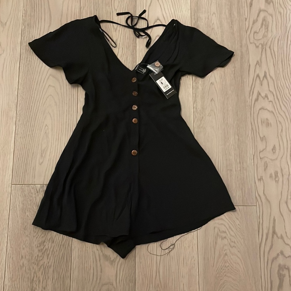Black button down romper